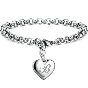❤️ Letter B Initial Heart Charm Bracelet